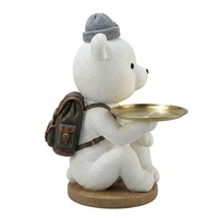 Statue en résine peinte à la main, réaliste, en forme d'ours, sur plateau créatif, sculpture sur mesure, thème animal, cadeau, ornement de table, souvenir pour la maison