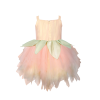 Fée Style Main Perles Paillettes Et Pétales Machine Broderie Bébé Fille Robe Rose Sans Manches Pour Enfant-Robe De Fée