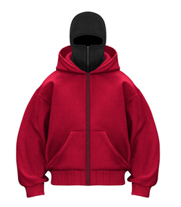 Ventes en gros bon marché de qualité supérieure : masque facial complet pour hommes, streetwear, cagoule, sweat à capuche à épaules tombantes, double couche, fermeture éclair - Product Image 4