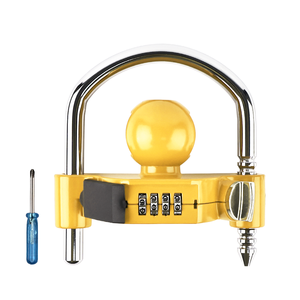 Verrou de remorque universel jaune avec coupleur de boule de remorquage à combinaison, compatible avec les supports de remorque de 1-7/8'', 2'' et 2-5/16'' - Product Image 1