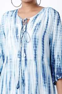 Robe maxi en rayonne 100% attrayante pour femmes, tie-dye, avec glands, mode estivale, sans manches, vacances, florale, naturelle, ample, kaftan maxi - Product Image 4