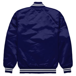 Veste universitaire en satin bleu marine de luxe Baseball Letterman Bomber College Jacket Vêtements de sport athlétiques de haute qualité - Product Image 2