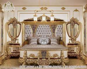 เตียงไม้สักแกะสลักด้วยมือสไตล์โมเดิร์นหรูหราห้องนอนสไตล์อินเดียปรับขนาดและสีได้ - Product Image 6