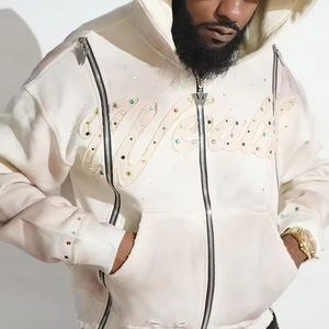 Meilleurs fabricants de vêtements streetwear : Sweat à capuche zippé en French Terry, broderie personnalisée, délavage vintage, effet vieilli, strass et délavage à l'acide - Product Image 6