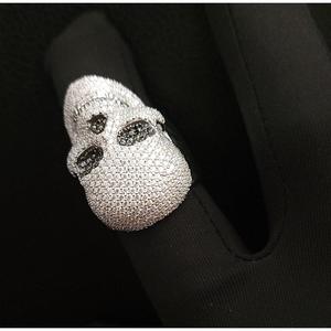 SHREYA DIAM Unisex <b>Skull</b> Cocktail <b>Ring</b> in 925 Silver with Moissanite Pave Setting Hiphop Style Rhodium Plated - Product Image 6