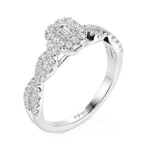 Bague de fiançailles Jeulia Classic Twist Cushion Cut Diamond Halo en platine - Product Image 3