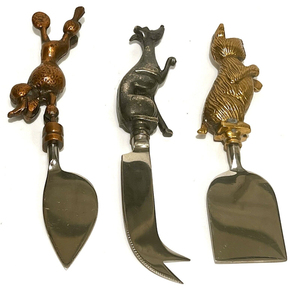 Esparcidor de queso Chapado en plata de acero inoxidable, cuchillo de queso con mango de palmera dorada de latón para vajilla y uso de vajilla para el hogar - Product Image 5