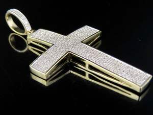 Pendentif croix en diamant scintillant Moissanite de qualité supérieure plaqué or religieux Hip Hop entièrement glacé coupe ronde pour hommes - Product Image 4