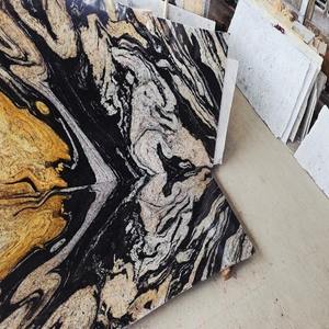 Losa de Granito Rojo de Diseño, Pulida, con Patrón de Vetas Blancas y Negras Dramáticas, Piedra Natural de Lujo para Pisos de Villas, Comedores y Apartamentos - Product Image 1