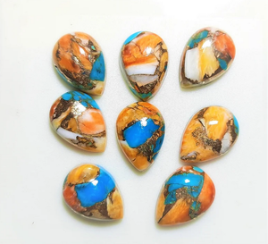 Cabochon lisse en forme de poire turquoise en cuivre pour la fabrication de bijoux dans toutes les tailles, créer un collier d'anneaux de pierres précieuses - Product Image 2