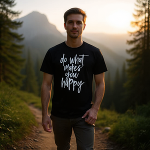 Camiseta premium con cita motivacional: Haz lo que te hace feliz - Product Image 3