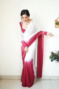 Designer indien de vente à l'exportation Plaine GEORGETTE Designer Sari Dernier sari exclusif pour look ethnique Adultes Mariages Superbe - Product Image 2
