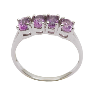Bague classique en argent sterling 925 avec améthyste naturelle sertie clos pour femme, idéale pour mariage et soirée - Product Image 4