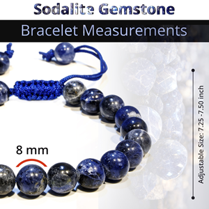 Bracelet en cristal réglable Sodalite Bracelet en perles de pierres précieuses avec chaîne en macramé Bracelet en cristal de guérison pour hommes femmes - Product Image 3
