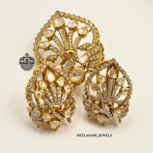 PEACOCK PENDANT and <b>STUDS</b> Pear Cut Diamond Shape - Product Image 1