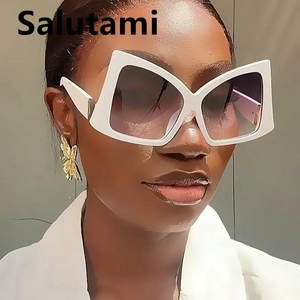 Nouvelle Arrivée Lunettes de Soleil Papillon Oversize Originales avec Nœud, Verres Dégradés, Légères, Style Œil de Chat Zèbre, Orange Blanc Vert Rouge - Product Image 4