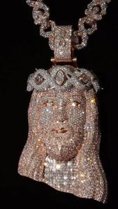 Collar de cadena de eslabones de oro rosa de 14kt de moda Eleva tu estilo con colgante de moda con diamantes cultivados en laboratorio VVS Claridad - Product Image 2