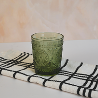 Set Gelas Minum Mewah Desain Bohemian Artistik Isi 6 Pola Bunga Warna Plum/Hijau Zaitun Aman untuk Mesin Cuci Piring Hadiah Pesta