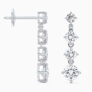 Boucles d'oreilles pendantes en or 14 carats plaqué rhodium avec diamants de laboratoire 0,6 carat taille brillant certifiés IGI – Tendance, de luxe, pour soirée - Product Image 3