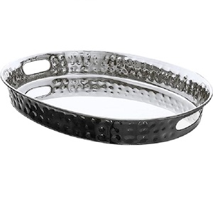 ที่ดีที่สุดคุณภาพโลหะสีเหลืองถาดรูปไข่ในร่มอุปกรณ์ครัวชากาแฟจานเสิร์ฟอาหาร - Product Image 4