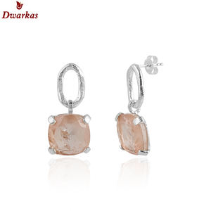 Joyería de fiesta de moda de Plata de Ley 925 con piedras irregulares, pendientes de tuerca de piedras preciosas de cuarzo con diamante para bodas - Product Image 4
