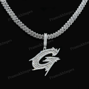 Vente en gros de pendentif en diamant de moissanite en argent 925 personnalisé lettre initiale design style hip hop plaqué or bijoux de rappeur pour la fête - Product Image 5