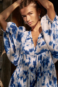 Vestido bohemio para mujer, vestido largo MIDI con tinte de corbata bohemio, holgado, con escote en V, para playa y verano - Product Image 5