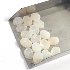 17 piezas de blanco druzy 14x10mm cabujón ovalado 83,05 CTS lote Iroc ventas alta calidad calibrado piedras preciosas sueltas cabina plana US $66 - Product Image 2