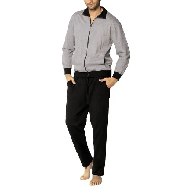 Мужская флисовая толстовка на молнии с воротником и Ночное платье для бега, пижамный комплект, толстый зимний спортивный костюм, комплект одежды