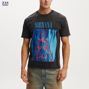 เสื้อยืดคอกลมทรงโอเวอร์ไซส์สำหรับผู้ชาย ผ้าถักเนื้อฝ้าย 100% น้ำหนัก 220 กรัม ระบายอากาศได้ดี แห้งเร็ว แขนสั้น พิมพ์ลายดิจิตอลด้านหน้า - Product Image 1