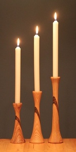 victoria maple <b>set</b> of 2 handturned minimalist wood candlestick <b>candle</b> holder - Product Image 6