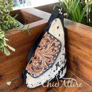 New Trendy Hand Tooled Leather Crossbody <b>Bag</b> Women Sling Fanny Packs Purses Cowhide Chest <b>Shoulder</b> Crossbody <b>Bags</b> <b>for</b> <b>Men</b> Women - Product Image 1