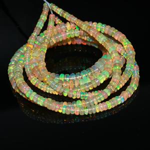 Cuentas de Rondelle lisas de ópalo Welo etíope amarillo Natural 3-5,5mm para la fabricación de joyas 16 "35 quilates marca Lustre - Product Image 2
