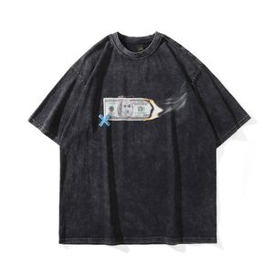 เสื้อยืดคอกลมผ้าฝ้าย100% สำหรับผู้ชายซักกรดซักได้สไตล์วินเทจไซส์ใหญ่พิเศษแบบถัก - Product Image 6