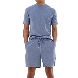 Conjuntos de pantalones cortos de verano para hombre, chándal personalizado de franela de algodón para hombre, pantalones cortos para correr de secado rápido, camiseta, trajes cortos de 2 piezas - Product Image 1