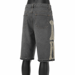 Custom <b>Men's</b> Baggy Jorts Summer Streetwear <b>Short</b> Pants <b>Men</b> Distressed Embroidery <b>Patch</b> Denim Jeans <b>Shorts</b> - Product Image 5