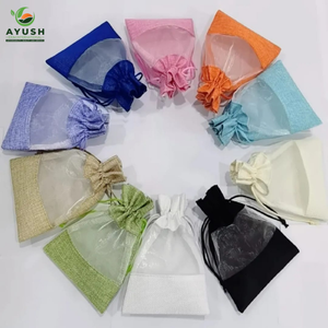 Sac à cordon en dentelle en jute avec coton intégré, sacs personnalisables pour offrir en cadeau et emballer - Product Image 1