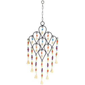 Carillón de viento de cuentas de cristal hecho a mano de lujo, adorno colgante de ventana de hierro para jardín, Patio, porche, decoración al aire libre, estilo de vida ambiental - Product Image 3