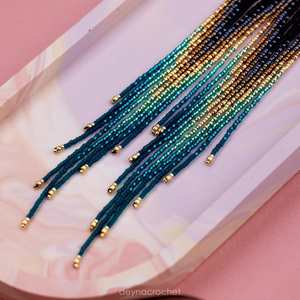 Pendientes de cuentas bohemias con flecos en cascada Andy de diseño turquesa, regalo de joyería único - Product Image 2