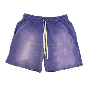 Shorts Homme 100% Coton Haute Qualité, Taille Élastique, Logo Personnalisé, Délavé à l'Acide, Style Décontracté, Motif Uni, Grammage Lourd, Livraison Rapide 2026 - Product Image 3