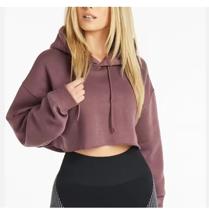 Women's Summer Crop <b>Top</b> Hoodies with <b>Personalised</b> Logo Factory Price Private Label - Product Image 1