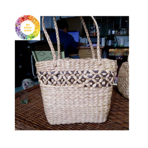 Elegante bolso de mano de jacinto de agua con forro de algodón y acento de flores elegante bolso de paja tejido a mano para trajes Casuales - Product Image 5