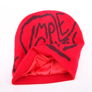 Gorro de punto de Jacquard con logotipo personalizado de alta calidad, gorro forrado de seda con logotipo personalizado - Product Image 2