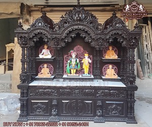 Buy Heavy Carved Sagwan Wooden Temple For Home <b>Large</b> Teak Wooden Temple Manufacturer Solid Wood Hand Carved Pooja Ghar Australia - Product Image 5