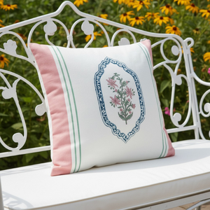 Funda de cojín de algodón hecha a mano Ruhani 16x16 pulgadas diseño bordado festivo étnico para el hogar - Product Image 2