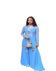 Exclusivo Kurta/Kurti Farsi de Diseñador para Mujer Radhe, Tela de Crepé Francés de Algodón, Ropa Tradicional de Verano para Fiestas, Absorbe la Humedad - Product Image 1