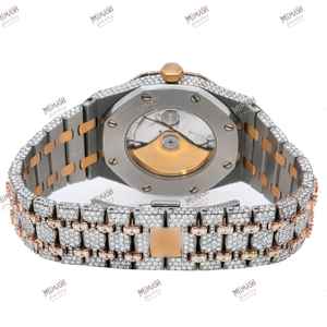 Montre Hip Hop Unisexe Analogique Luxueuse Moissanite Diamant Bicolore avec Design Barre Bâton Accent Or Unique en Acier Inoxydable - Product Image 5