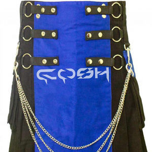 คิลต์กอธิคสีดำและสีฟ้าอเนกประสงค์ไฮบริดแบบโมเดิร์นแบบไฮบริดพร้อมผู้จำหน่ายฮาร์ดแวร์โครเมี่ยม - Product Image 5