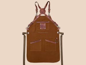 Premium <b>Leather</b> Waxed Canvas Waist Work <b>Apron</b> Durable Stylish Dual Pocket Design Adjustable Strap Unisex Chefs Artists Craftsmen - Product Image 2