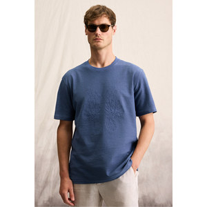 T-shirt à manches courtes col rond pour homme GRIMELANGE NELIDO, coupe classique, 100% coton biologique, détails brodés - Product Image 4
